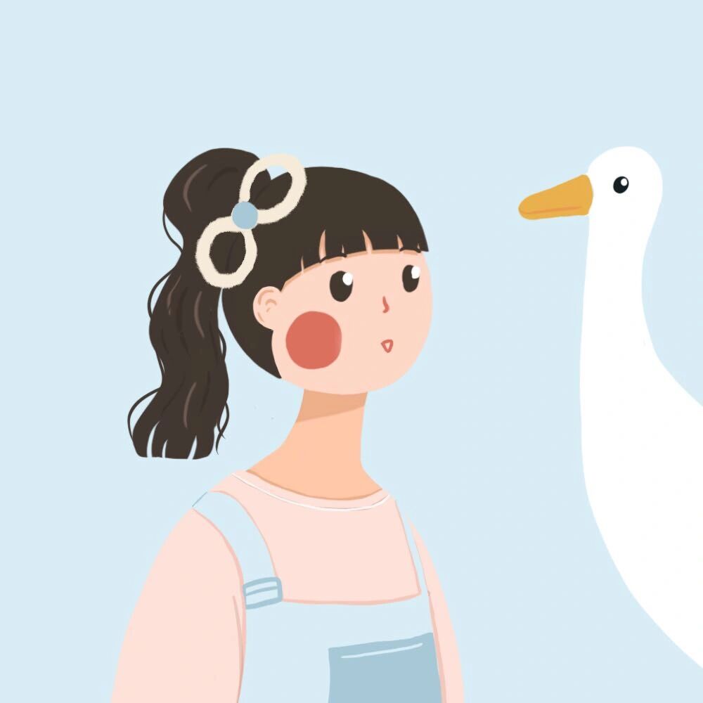 【插画头像】女孩与大白鹅