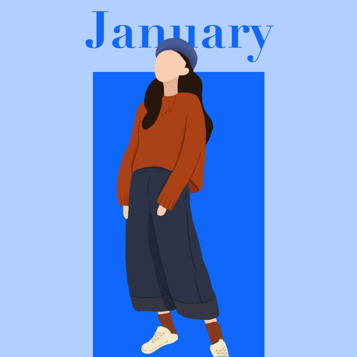 【人物插画】红毛衣女孩